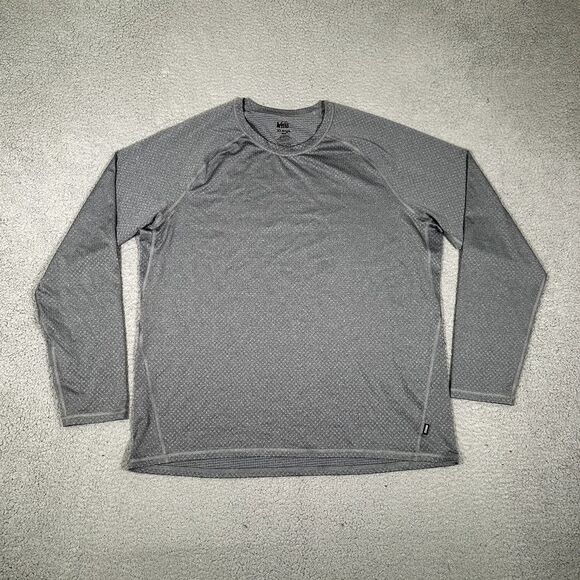 REI Co-Op Shirt Mens XL Gray Baselayer Casual Preppy Stretch Outdoor Logo‎ Gym - Picture 1 of 11